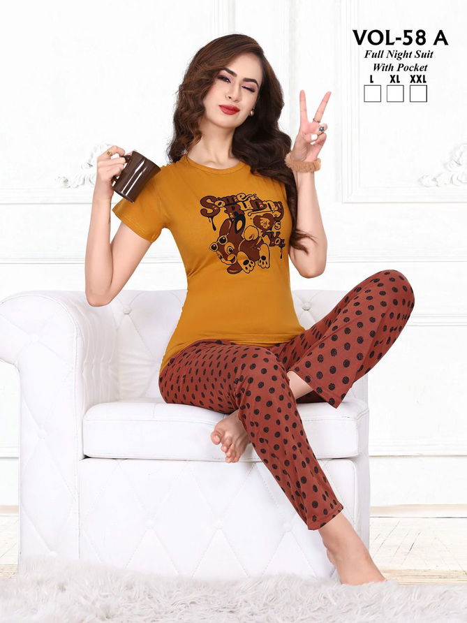 Ft New 58 A Daily Wear Hosiery Wholesale Cotton Night Suits Collection